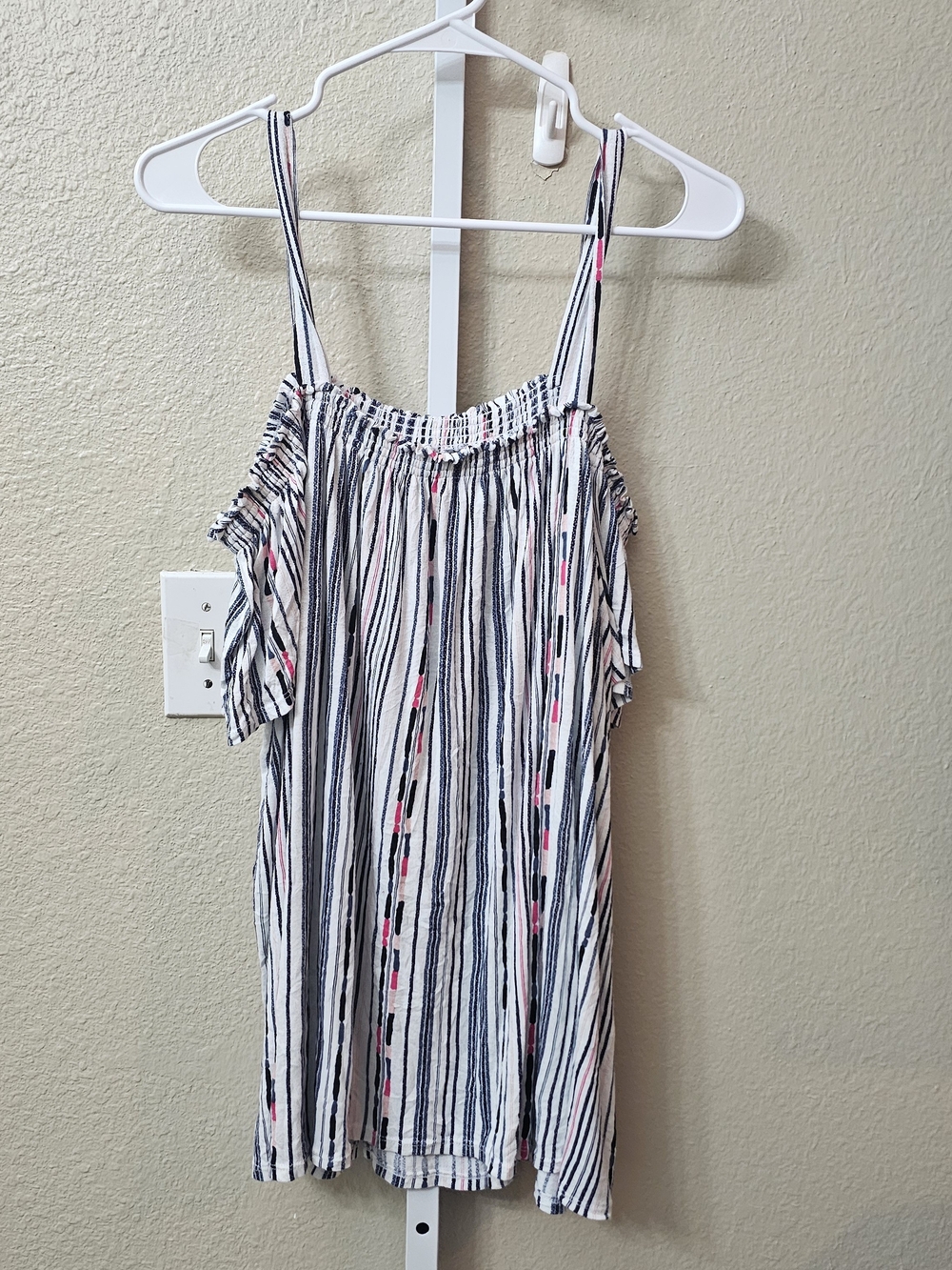 Time and Tru Striped Cold-Shoulder Top